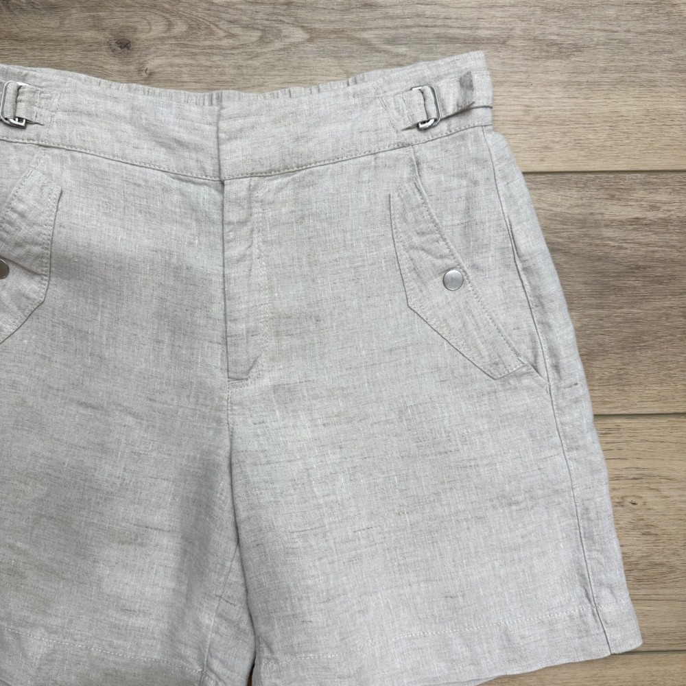 Athleta Womens Natural Linen Utility Shorts Adjustable Waist Size 4 Scandi - Picture 3 of 9